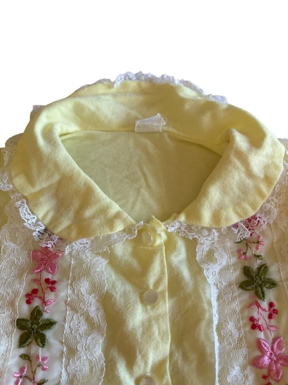 Vintage 1960 JCPenney Yellow Nightgown Lace Trim Long Sleeves Size Medium Girls